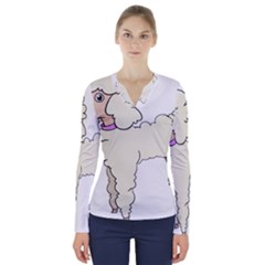 Poodle Dog Breed Cute Adorable V-neck Long Sleeve Top by Nexatart