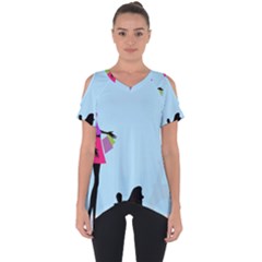 Woman Girl Lady Female Young Cut Out Side Drop Tee by Nexatart