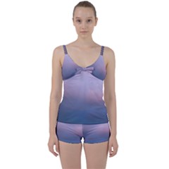 Blue Pink Clouds Tie Front Two Piece Tankini by LoolyElzayat