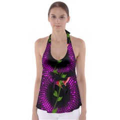 Rosa Black Background Flash Lights Babydoll Tankini Top
