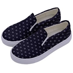 Geometric Pattern Dark Kids  Canvas Slip Ons