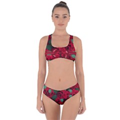 Floral Flower Pattern Art Roses Criss Cross Bikini Set