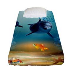 Dolphin Art Creation Natural Water Fitted Sheet (single Size) by Sapixe