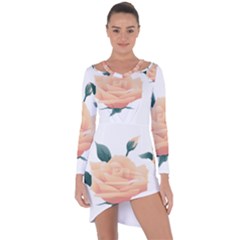 Rose Flower Nature Floral Summer Asymmetric Cut-out Shift Dress