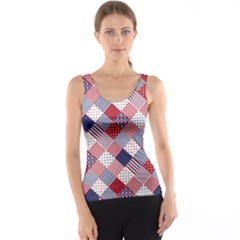 Usa Americana Diagonal Red White & Blue Quilt Tank Top by PodArtist