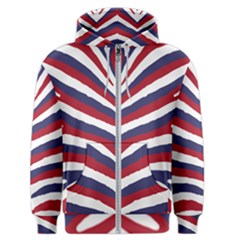 Us United States Red White And Blue American Zebra Strip Men s Zipper Hoodie by PodArtist