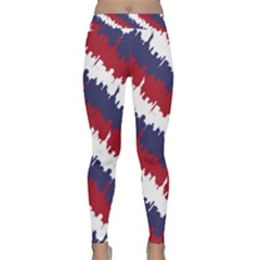 Ny Usa Candy Cane Skyline In Red White & Blue Classic Yoga Leggings by PodArtist