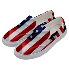 American Usa Flag Vertical Men s Canvas Slip Ons by FunnyCow