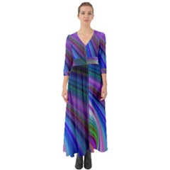 Background Abstract Curves Button Up Boho Maxi Dress
