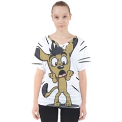 Animal Canine Cartoon Dog Pet V-neck Dolman Drape Top by Sapixe