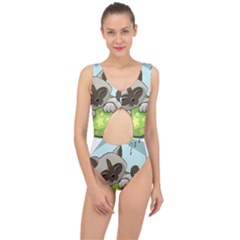 Kitten Kitty Cat Sleeping Sleep Center Cut Out Swimsuit by Sapixe