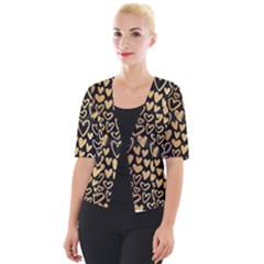 Cluster Of Tiny Gold Hearts Seamless Vector Design By Flipstylez Designs Cropped Button Cardigan by flipstylezfashionsLLC