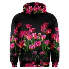 Pink Tulips Dark Background Men s Overhead Hoodie by FunnyCow