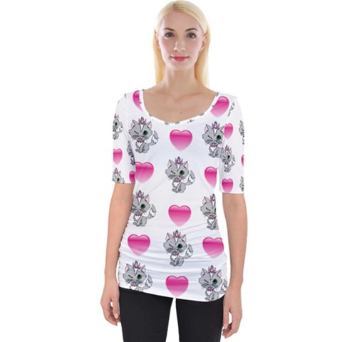 Evil Sweetheart Kitty Wide Neckline Tee by IIPhotographyAndDesigns