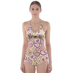 Damascus Image Purple Background Cut-out One Piece Swimsuit