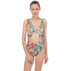 Hipster Triangles And Funny Cats Cut Pattern Center Cut Out Swimsuit by EDDArt