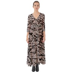 Earth  Dark Soil With Cracks Button Up Boho Maxi Dress by FunnyCow