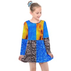 The Fifth Inside Funny Pattern Kids  Long Sleeve Dress by FunnyCow