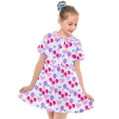 Pastel Cherries Kids  Short Sleeve Shirt Dress by snowwhitegirl