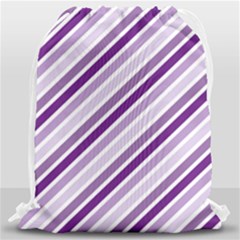 Violet Stripes Drawstring Bag (large) by snowwhitegirl