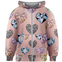 Gem Hearts And Rose Gold Kids Zipper Hoodie Without Drawstring by NouveauDesign