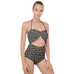 Charcoal Grey  Milk Hearts Scallop Top Cut Out Swimsuit