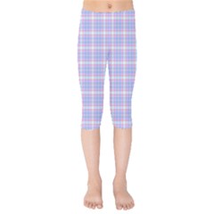 Pink Blue Plaid Kids  Capri Leggings 
