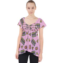 Fast Food Pink Lace Front Dolly Top by snowwhitegirl