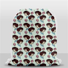 Redhead Girl Blue Drawstring Bag (small)