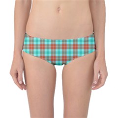 Aqua Orange Plaid Classic Bikini Bottoms