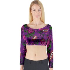 Purple  Rose Vampire Long Sleeve Crop Top by snowwhitegirl
