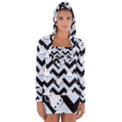 Blue Teapot Chevron Long Sleeve Hooded T-shirt by snowwhitegirl