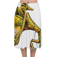 Vintage Gramophone Velvet Flared Midi Skirt by FunnyCow