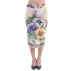 Lowers Pansy Midi Pencil Skirt