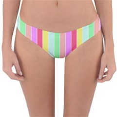Pastel Rainbow Sorbet Deck Chair Stripes Reversible Hipster Bikini Bottoms by PodArtist
