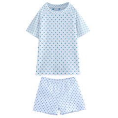 Mini Oktoberfest Bavarian Blue Polkadots On White Kids  Swim Tee And Shorts Set by PodArtist