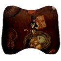 Funny Steampunk Skeleton, Clocks And Gears Velour Head Support Cushion View1