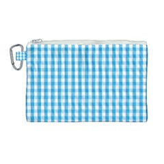 Oktoberfest Bavarian Blue And White Large Gingham Check Canvas Cosmetic Bag (large) by PodArtist