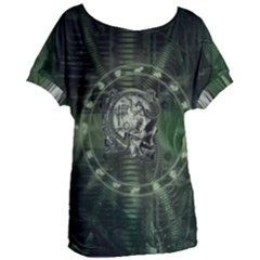 Awesome Creepy Mechanical Skull Women s Oversized Tee