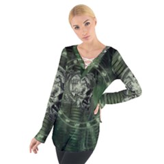 Awesome Creepy Mechanical Skull Tie Up Tee