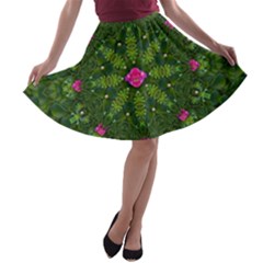 The Most Sacred Lotus Pond  With Bloom    Mandala A-line Skater Skirt by pepitasart
