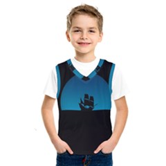 Ship Night Sailing Water Sea Sky Kids  Sportswear by Nexatart