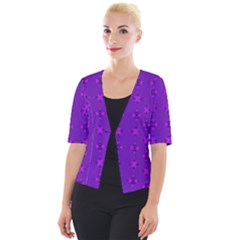 Bold Geometric Purple Circles Cropped Button Cardigan by BrightVibesDesign