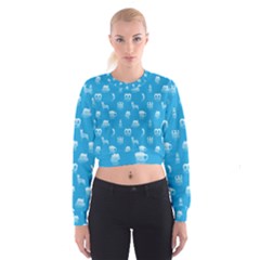 Oktoberfest Bavarian October Beer Festival Motifs In Bavarian Blue Cropped Sweatshirt by PodArtist