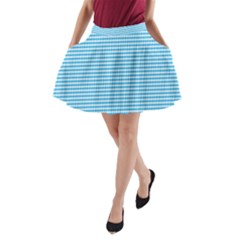 Oktoberfest Bavarian Blue And White Small Diagonal Diamond Pattern A-line Pocket Skirt by PodArtist
