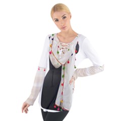 Indiahandycrfats Women Fashion White Dupatta With Multicolour Pompom All Four Sides For Girls/women Tie Up Tee by Indianhandycrafts