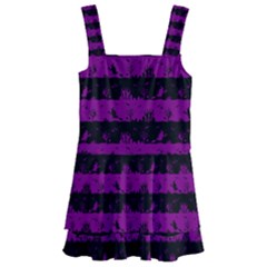 Zombie Purple And Black Halloween Nightmare Stripes  Kids  Layered Skirt Swimsuit by PodArtist