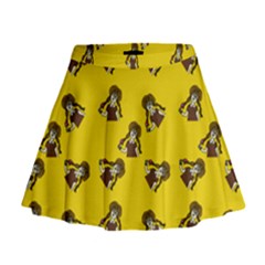 Girl With Popsicle Yello Mini Flare Skirt