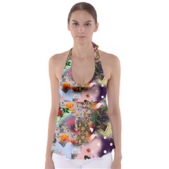 Pattern Patchwork Babydoll Tankini Top
