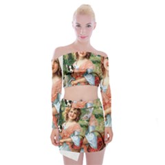 Vintage 1501591 1920 Off Shoulder Top With Mini Skirt Set